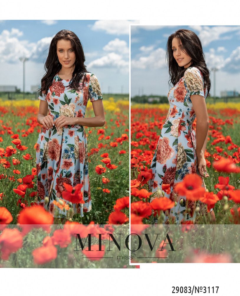 Платье 3117-голубой Minova