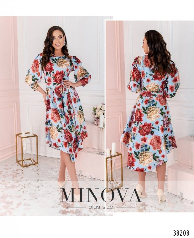 Платье 3137В-голубой Minova