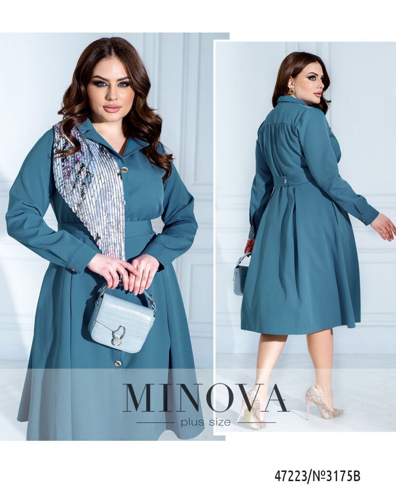 Платье №3175B-Серо-голубой Minova