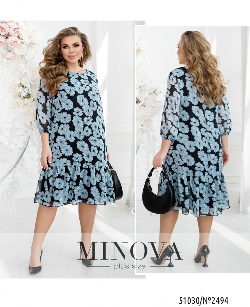 Платье 2494-черный-мята Minova