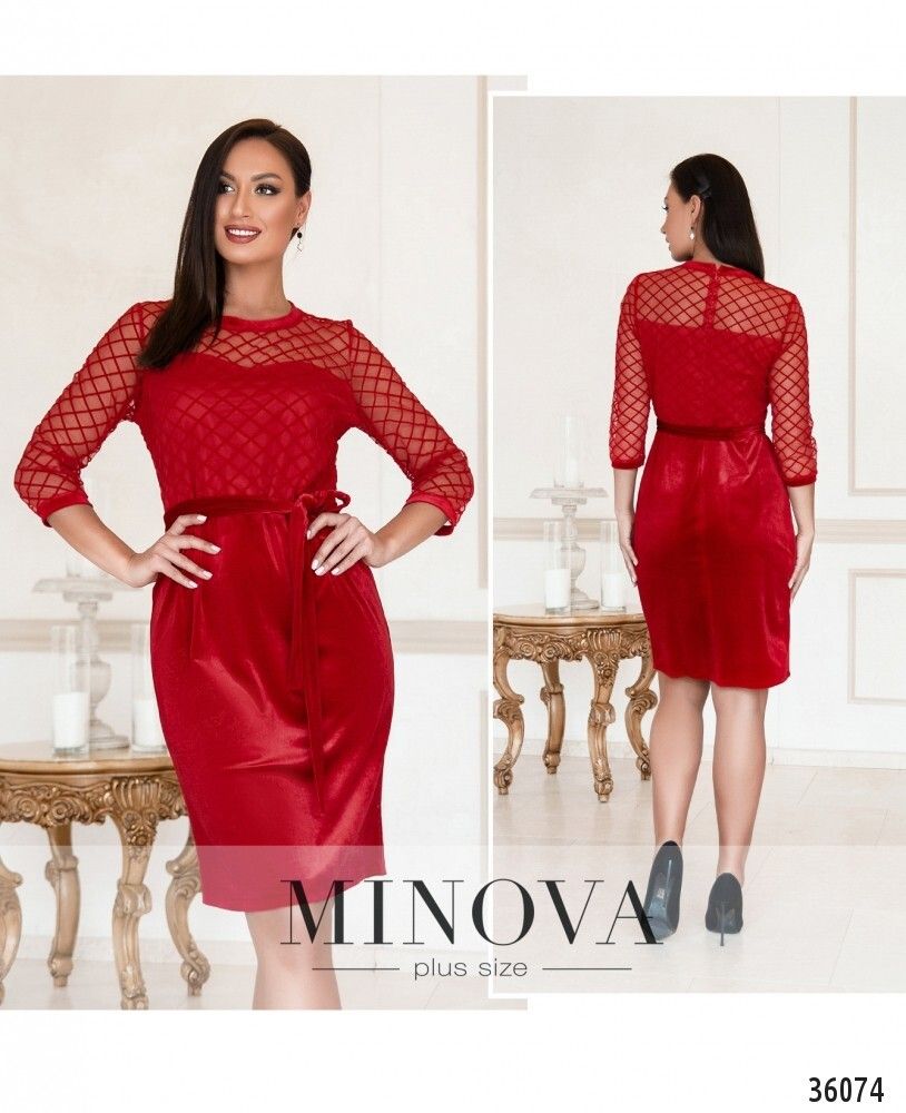 Платье 105-1-красный Minova