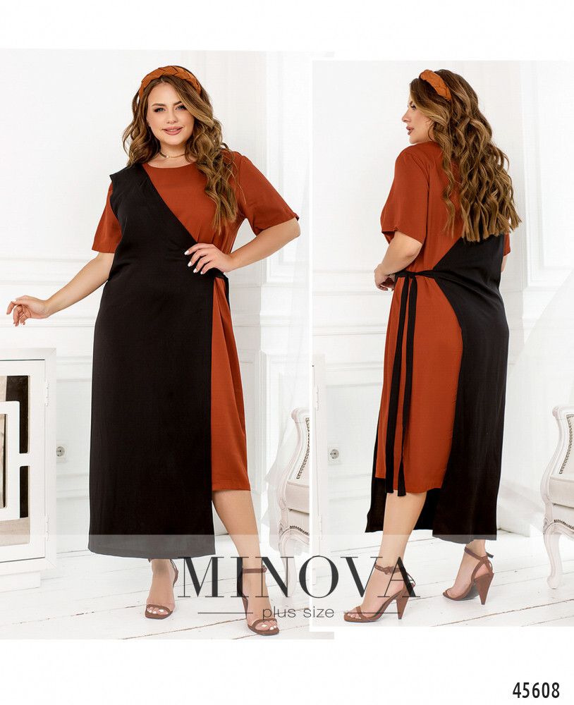 Платье 2288Б-терракотовый-черный Minova