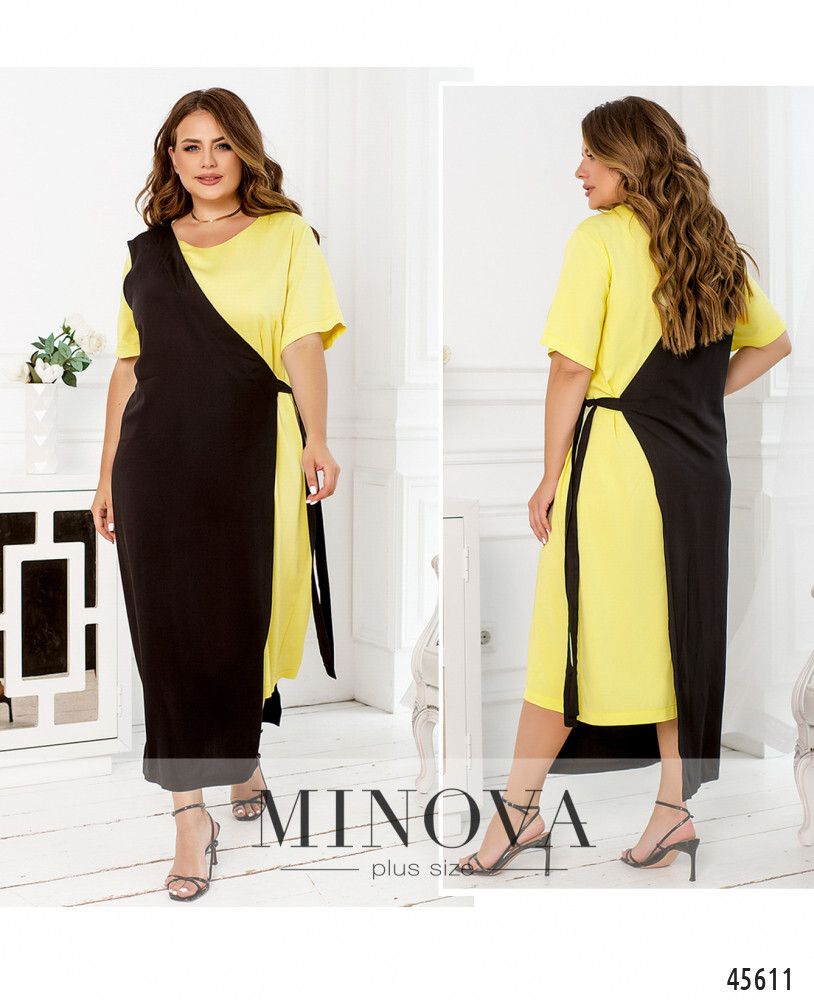 Платье 2288Б-лимонный-черный Minova