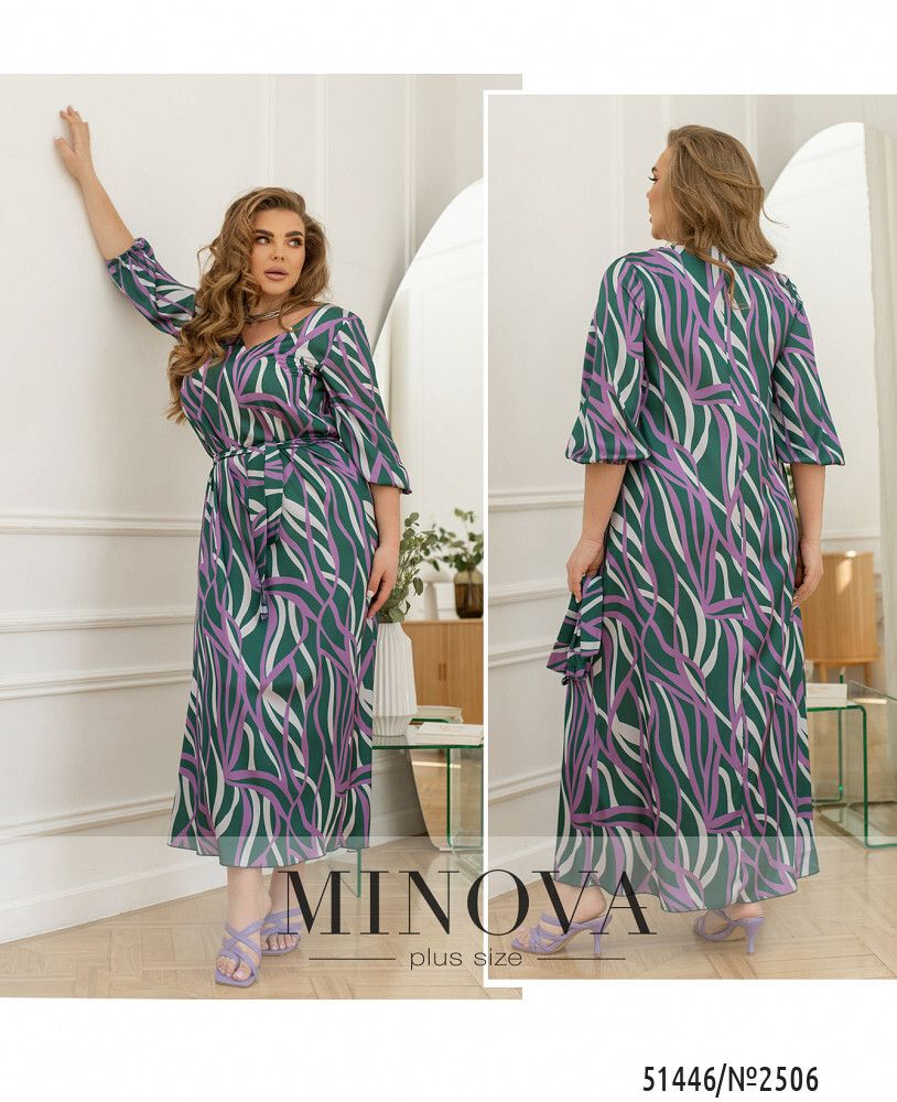 Платье 2506-зеленый-фиолетовый Minova