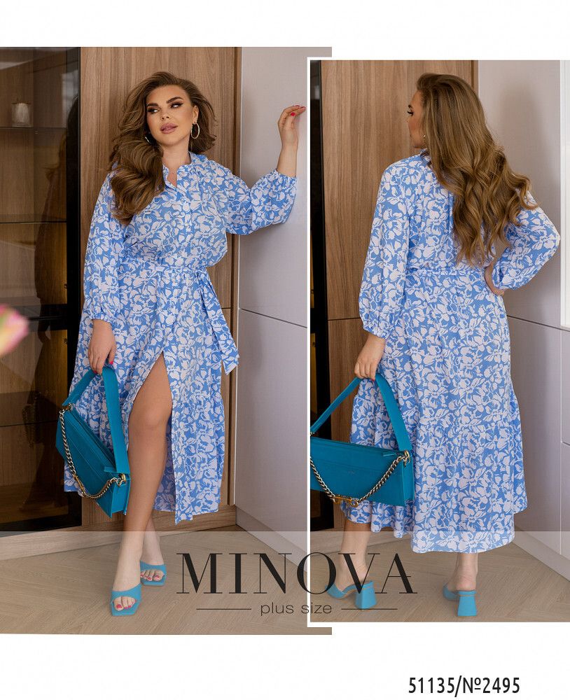 Платье 2495-голубой Minova