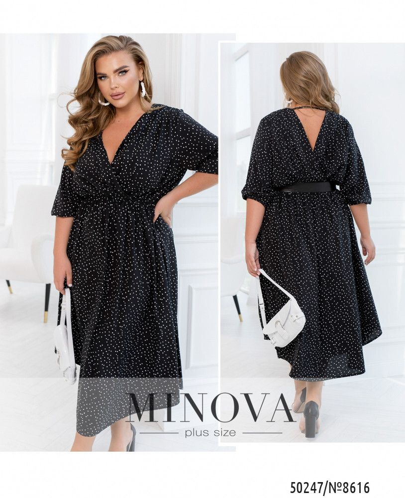 Платье 8616-черный горошек Minova