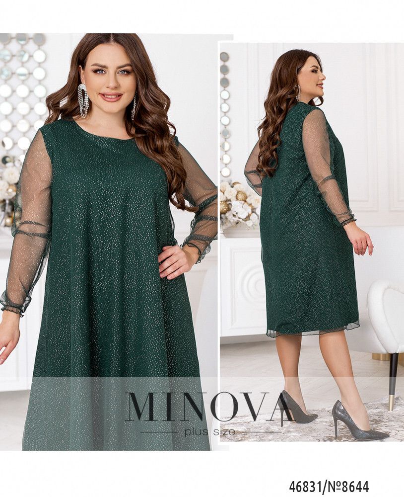 Платье 8644-темно-зеленый Minova