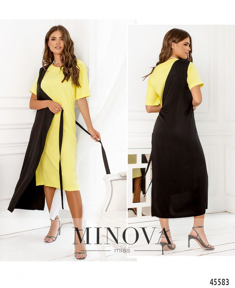 Платье 2288-лимонный-черный Minova