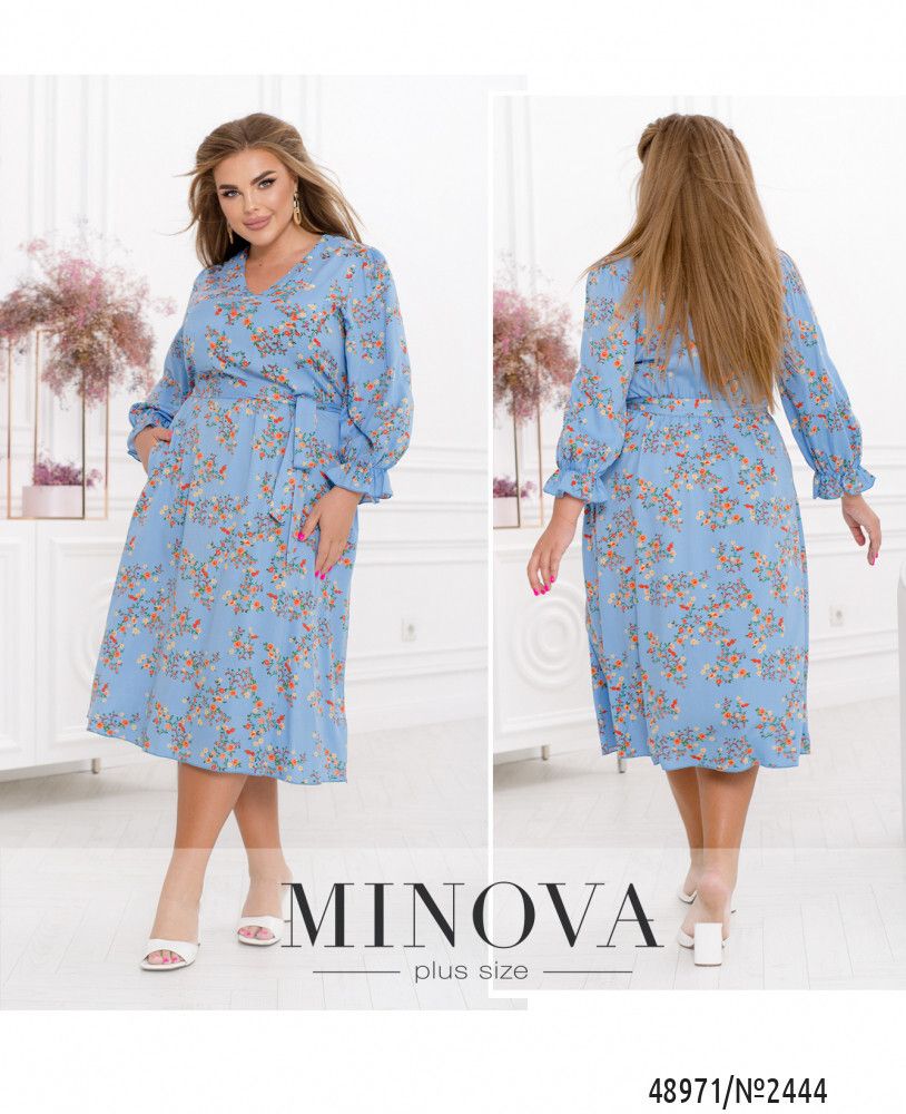 Платье 2444-голубой Minova