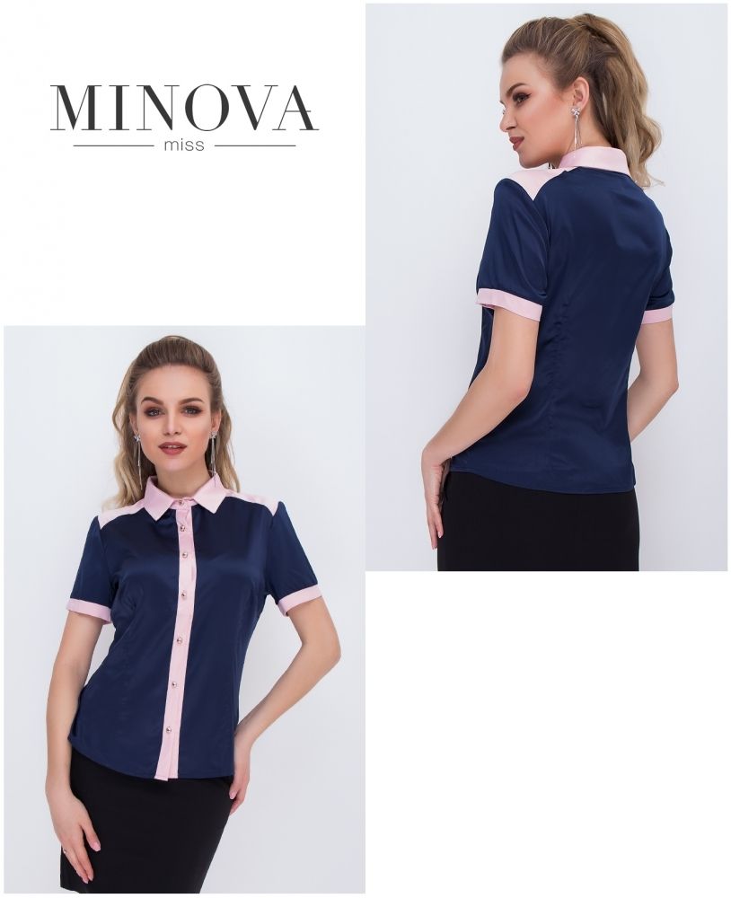 Блуза 1051-синий с розовым Minova