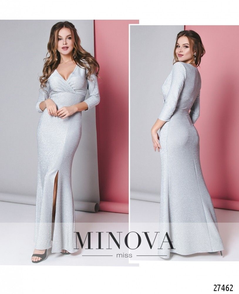 Платье 8600-светло-серый Minova