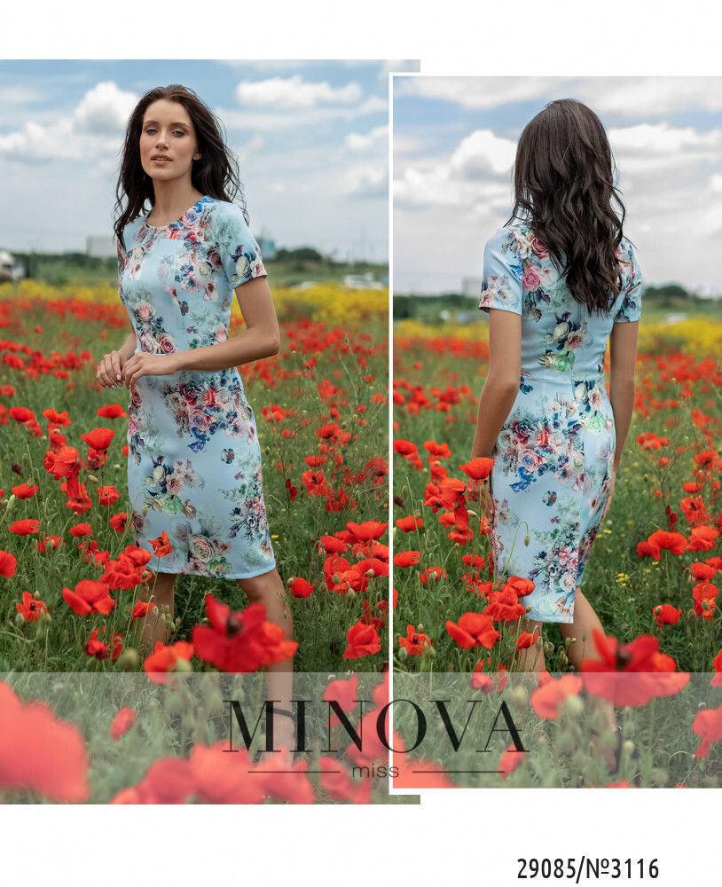 Платье 3116-голубой Minova