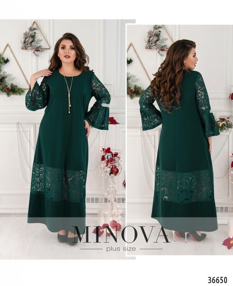 Платье 148А-темно-зеленый Minova