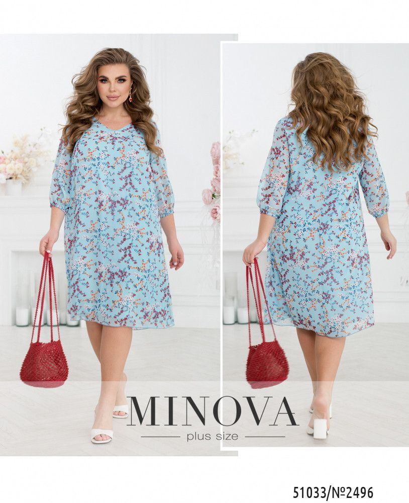Платье 2496-голубой Minova