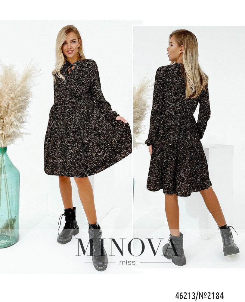 Платье 2184-черный-коричневый Minova