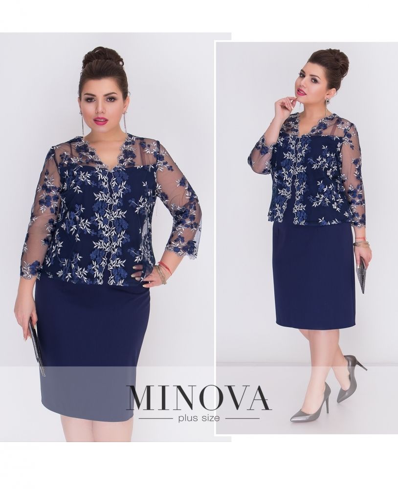 Платье 00274-темно-синий Minova
