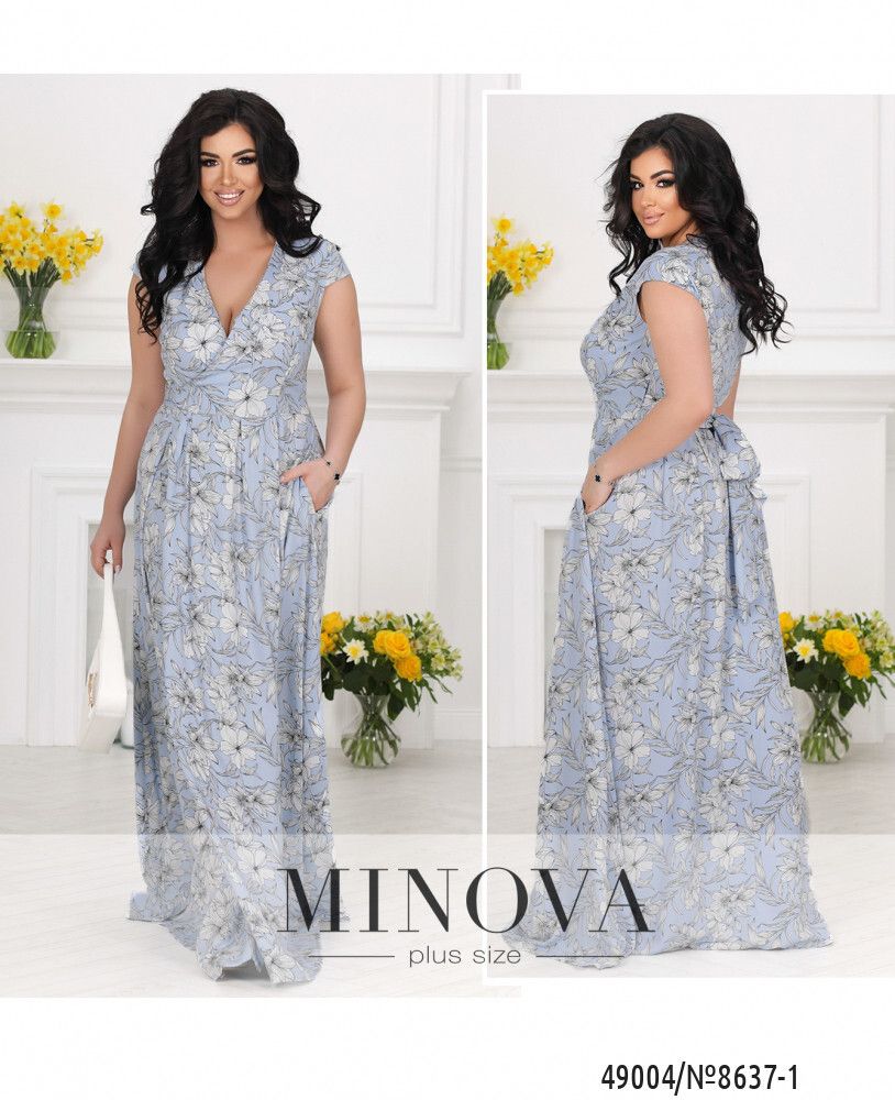 Платье 8637-1-голубой Minova