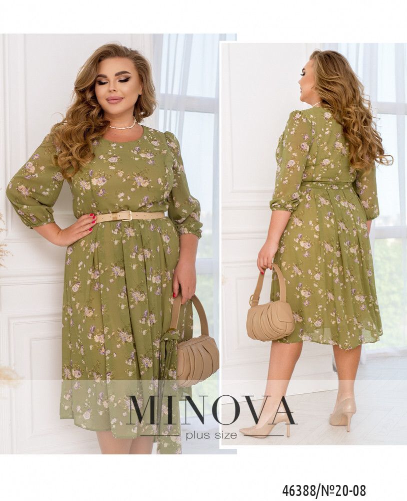 Платье 20-08-Оливково-зеленый Minova