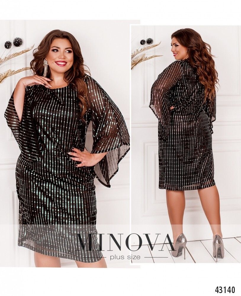 Платье 2088Б-черный-серебро Minova