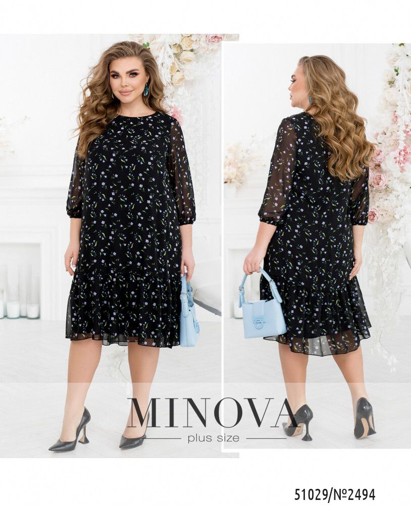 Платье 2494-черный-сиреневый Minova
