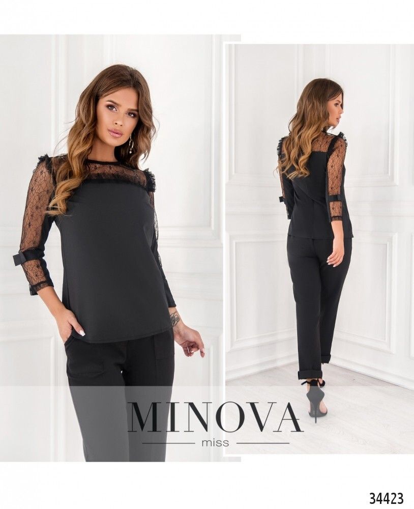 Блузка 1143н-черный Minova