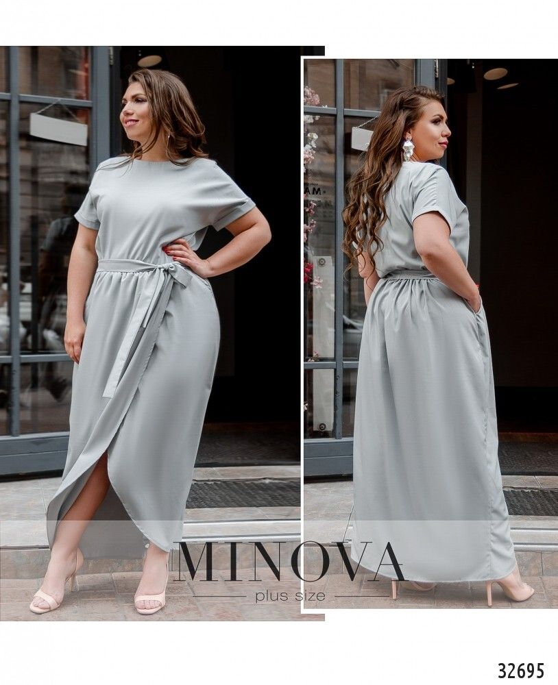 Платье 8609-1-светло-серый Minova