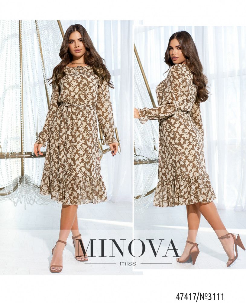 Платье 3111-бежевый-листок Minova