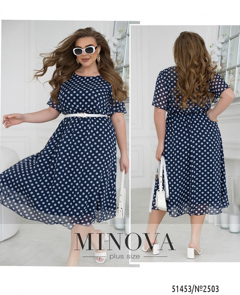 Платье 2503-синий горошек Minova