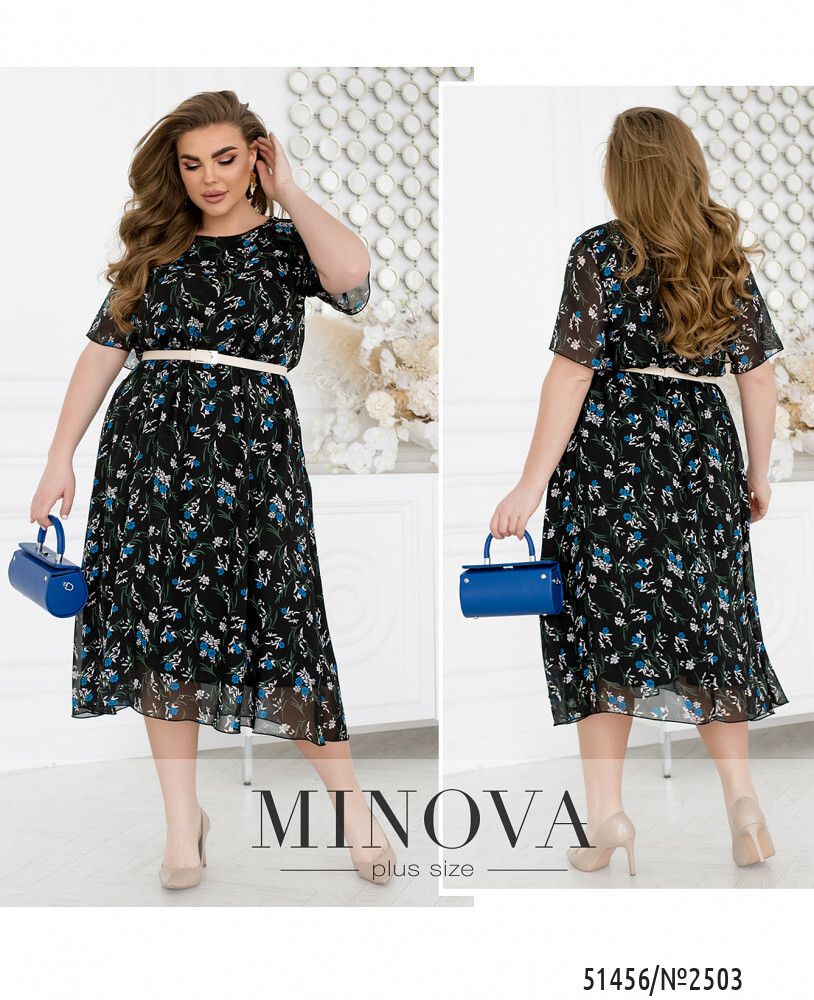 Платье 2503-черный-голубой Minova