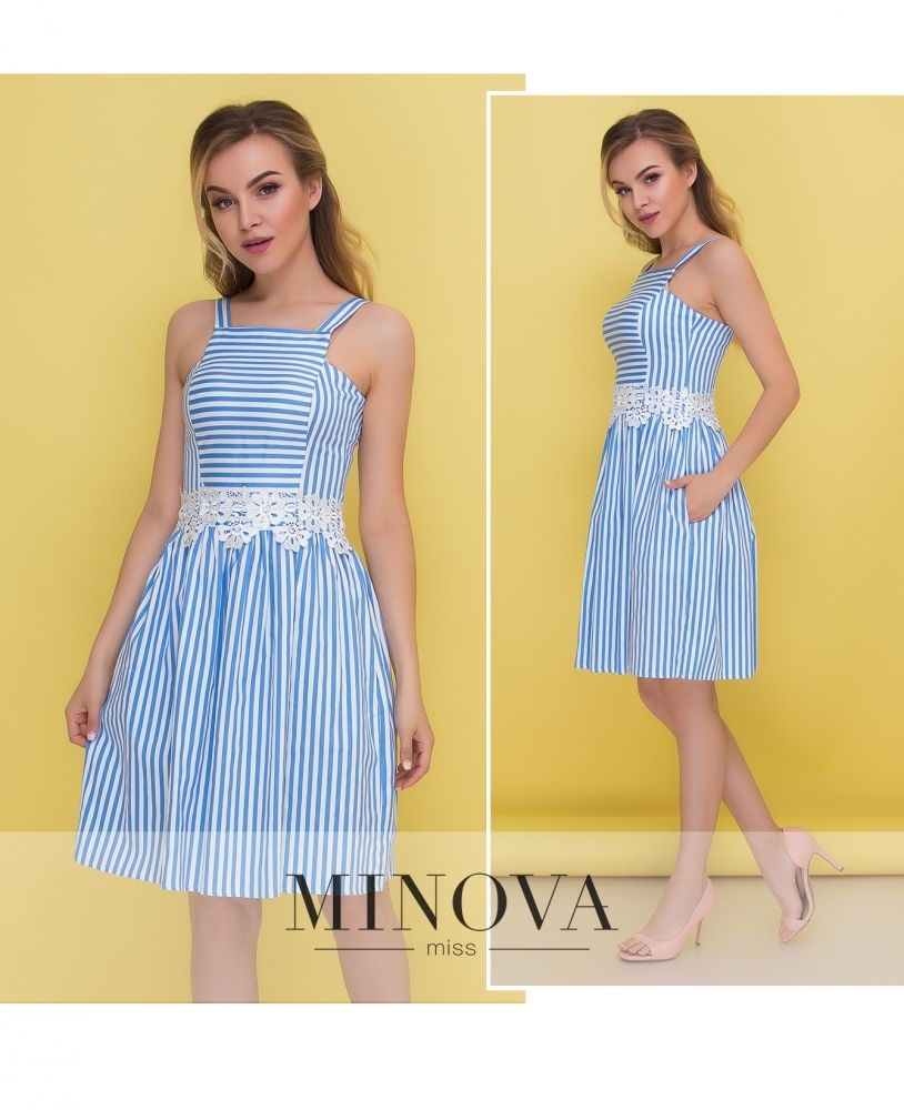 Платье 1091-голубой Minova