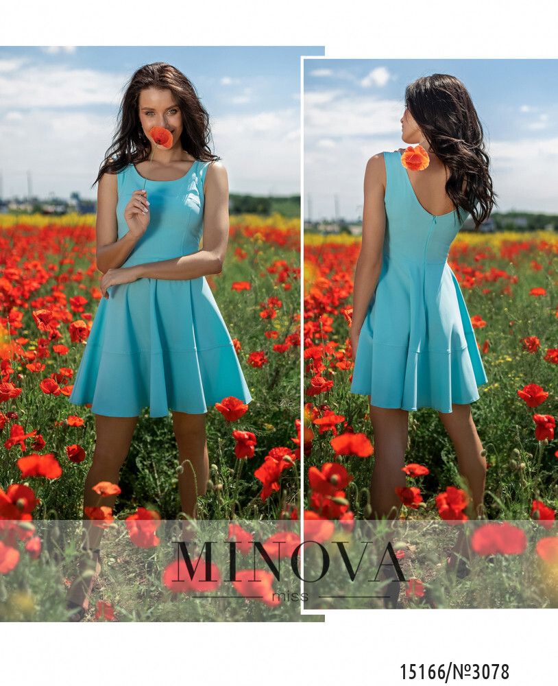 Платье 3078-голубой Minova