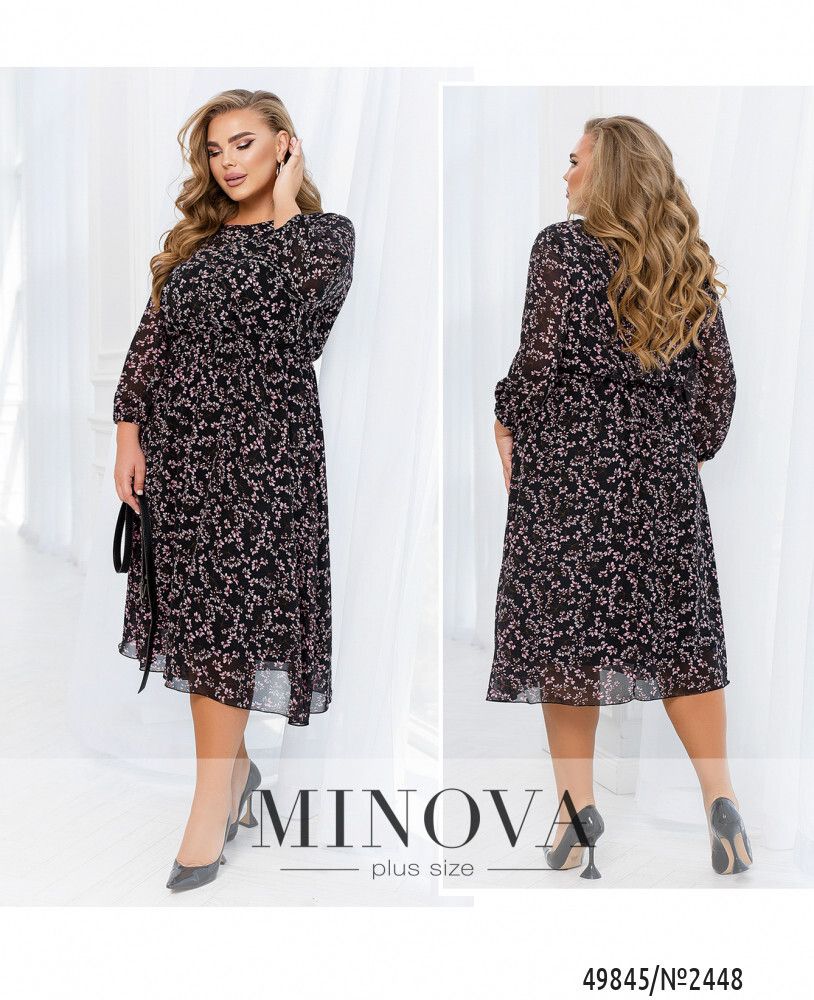 Платье 2448-черный-розовый Minova