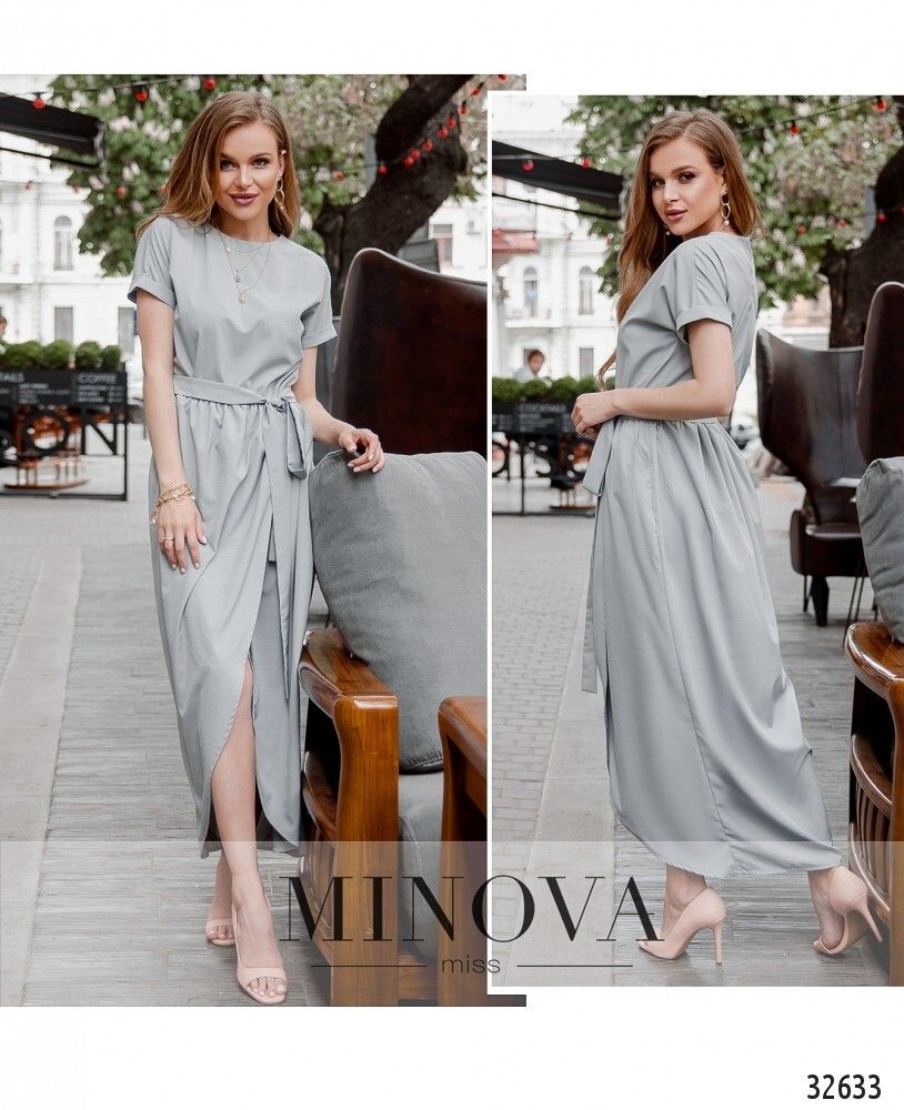 Платье 8609-светло-серый Minova