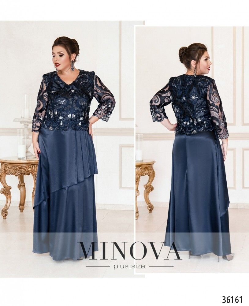 Платье 390-1-синий Minova