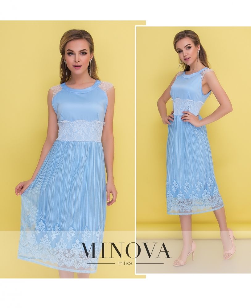 Платье 1046-голубой Minova