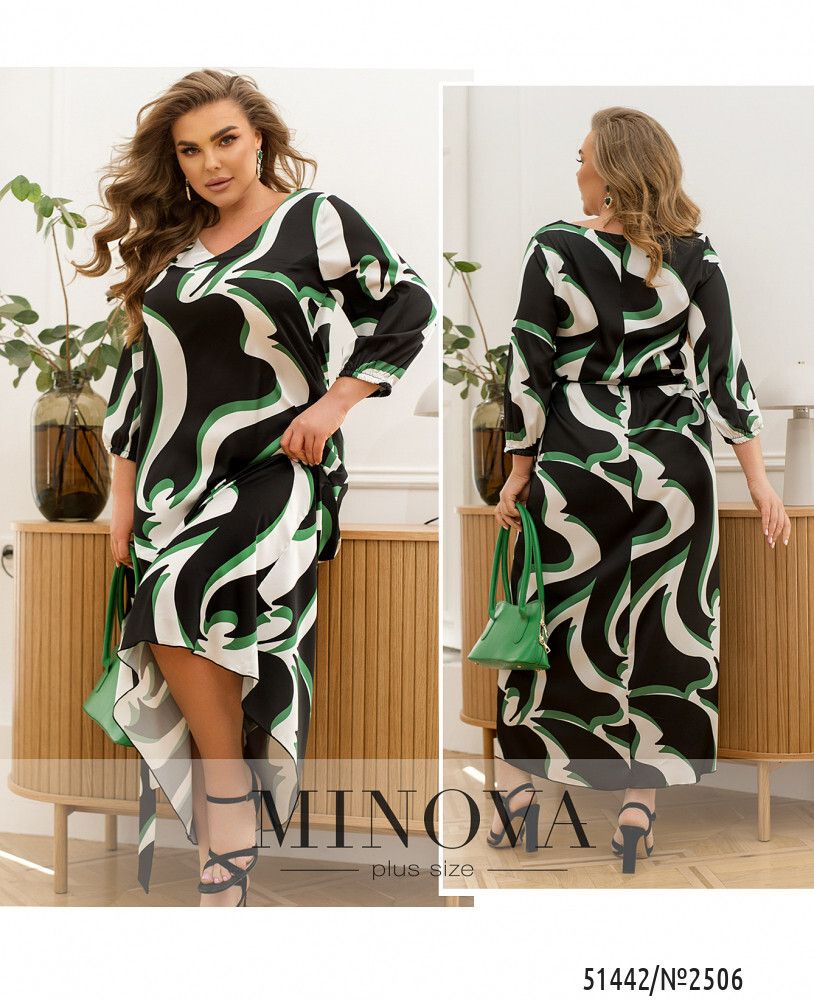 Платье 2506-черный-зеленый Minova