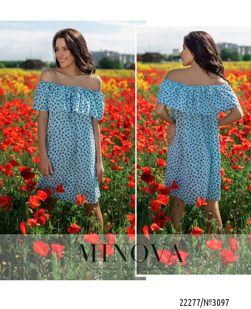 Платье 3097-голубой Minova