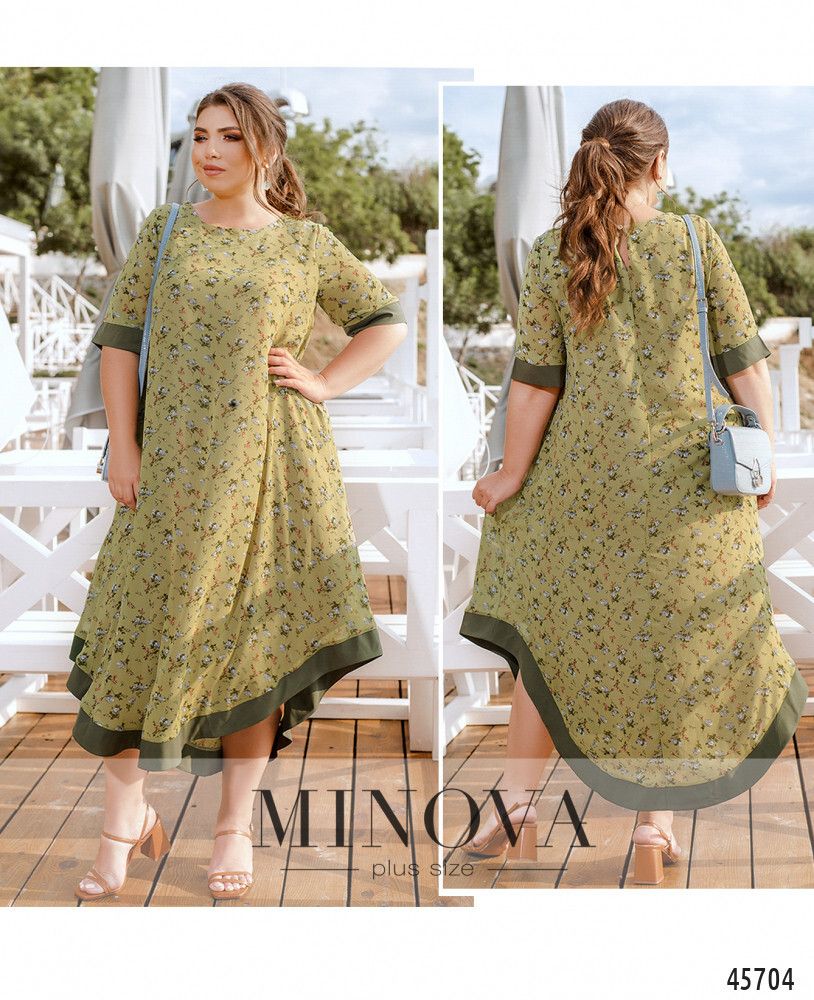 Платье 0165-олива-цветы Minova