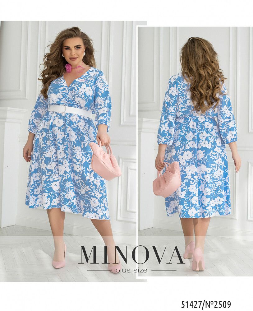 Платье 2509-голубой Minova