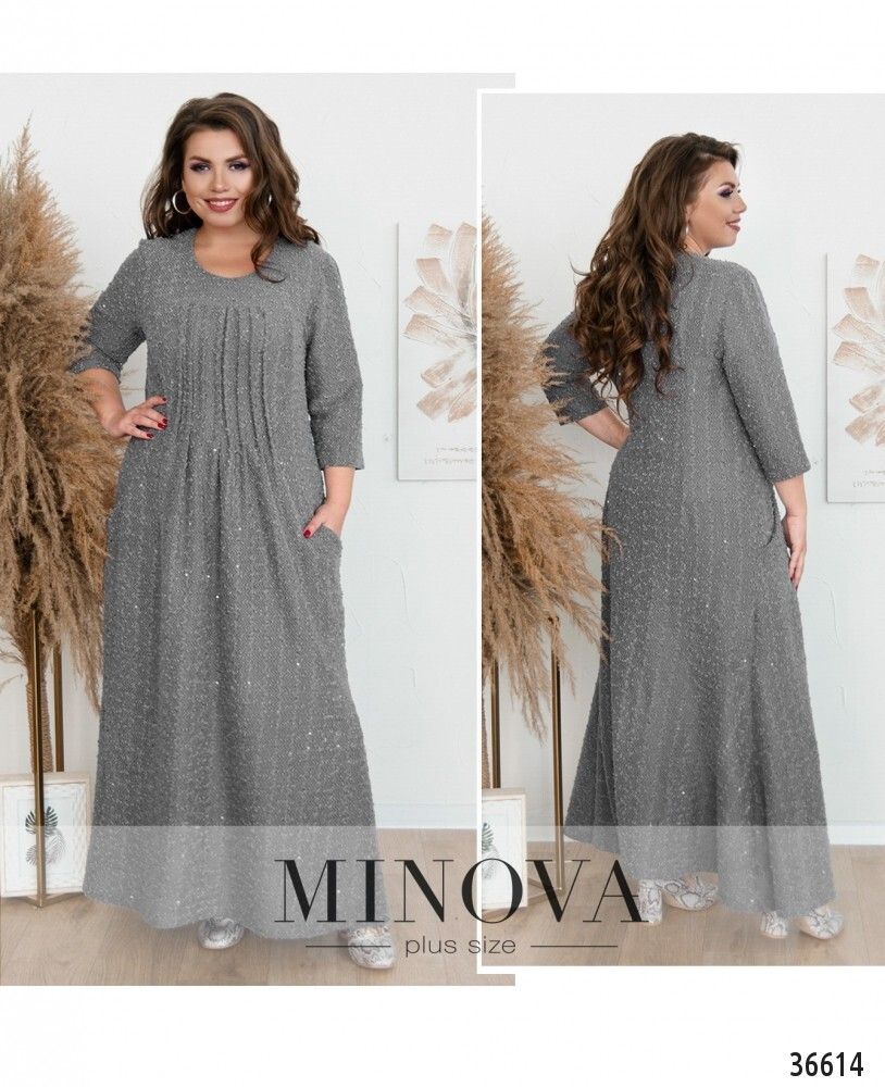 Платье 387-1-серый Minova