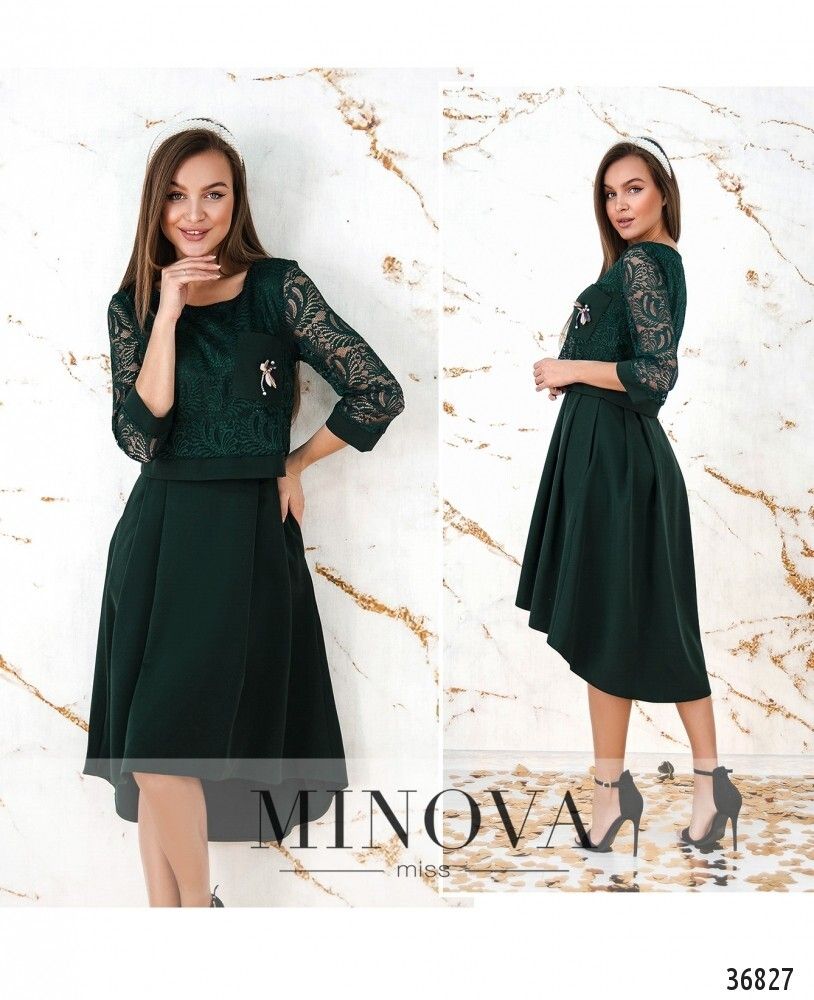 Платье 8619-темно-зеленый Minova