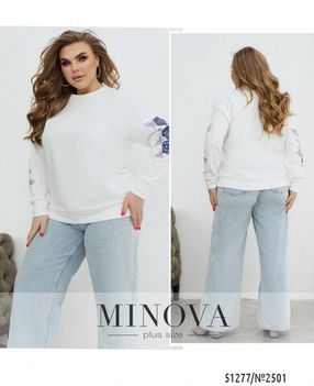 Свитшот 2501-молочный-синий Minova Фото 1