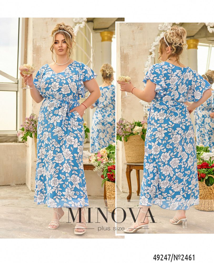 Платье 2461-голубой Minova