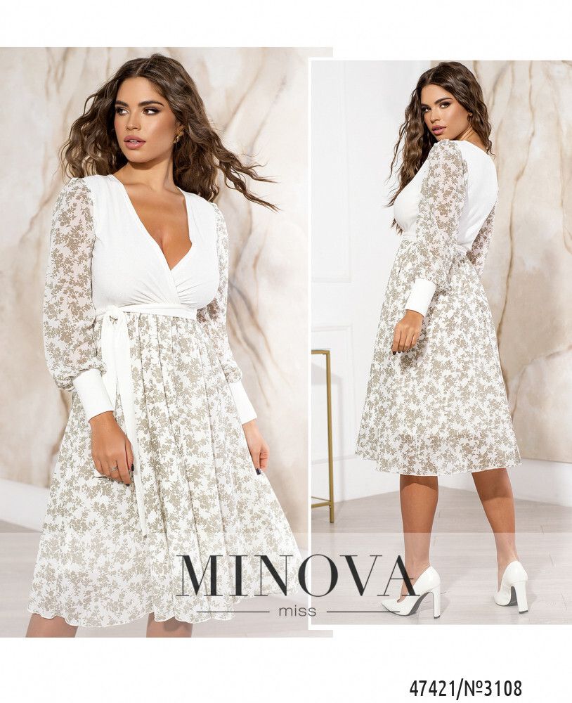 Платье 3108-белый-листок Minova