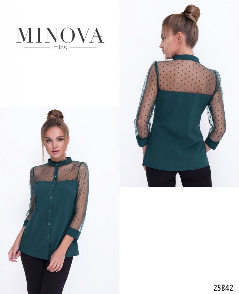 Блуза 1095-темно-зеленый Minova