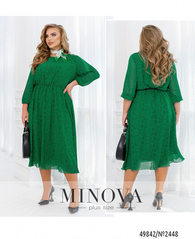 Платье 2448-зеленый-черный Minova