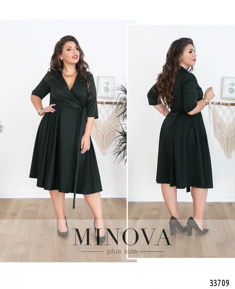 Платье 195-1-темно-зеленый Minova