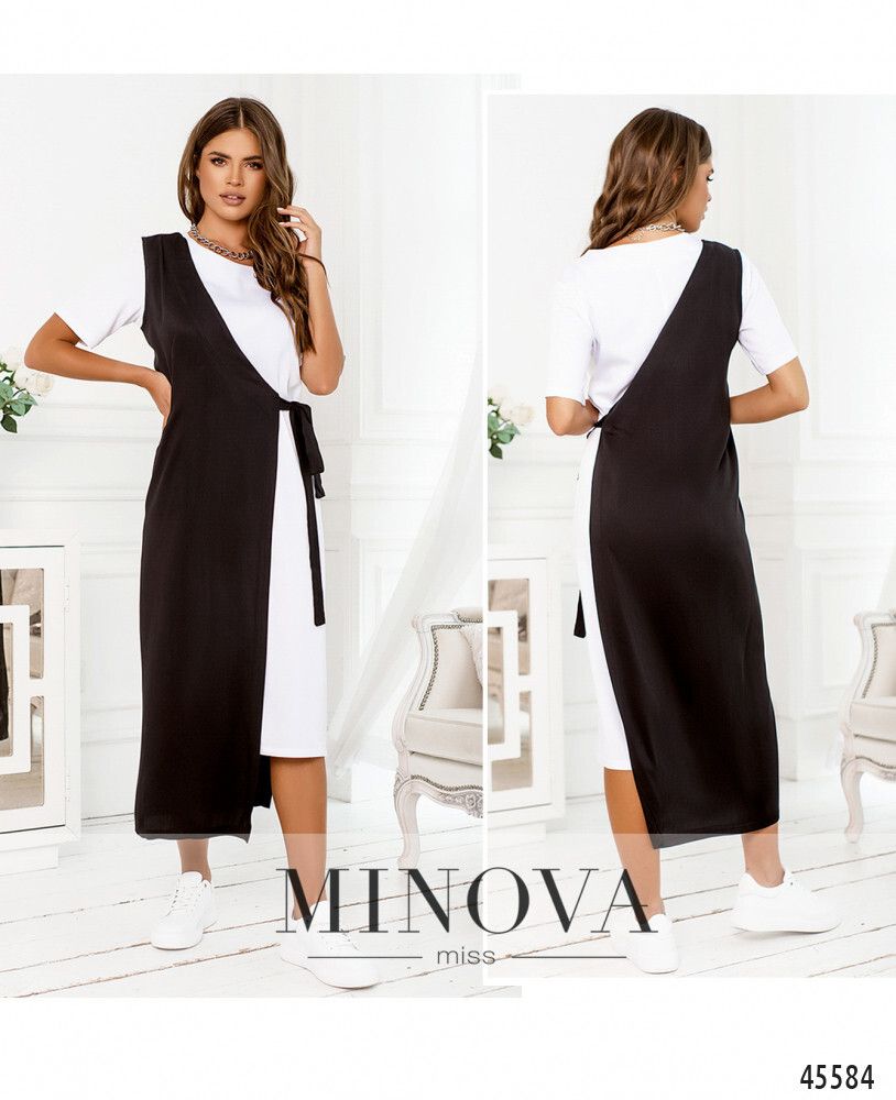 Платье 2288-белый-черный Minova