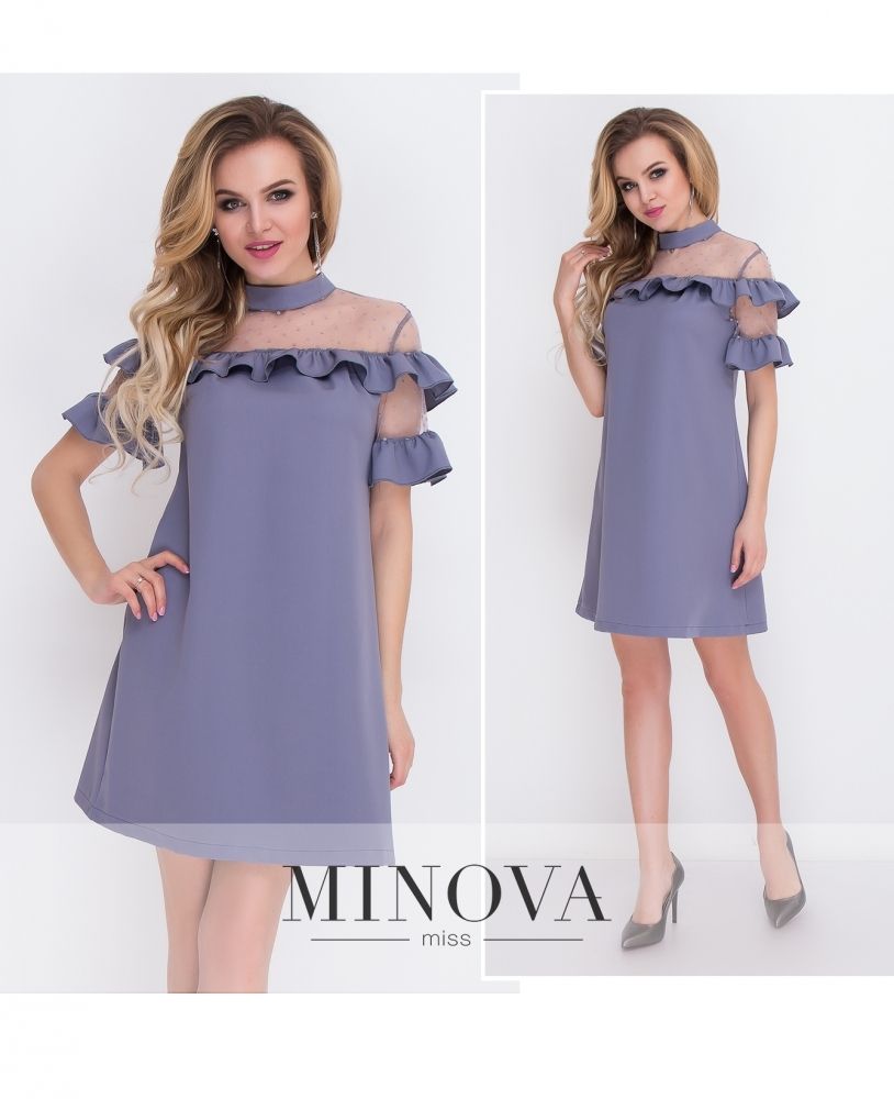 Платье 8577-серо-синий Minova