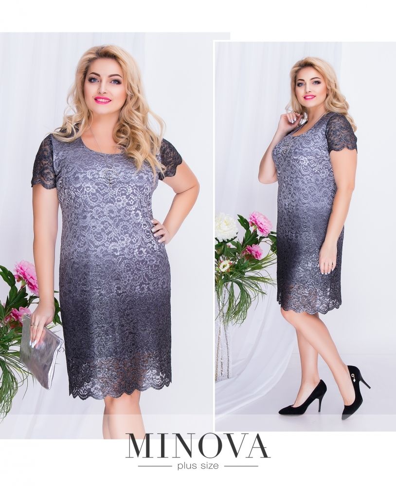 Платье 00262-серый Minova